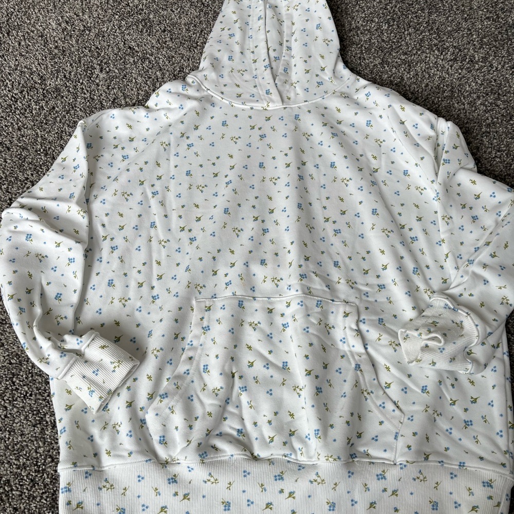 Women’s Floral White Hoodie, women’s Xs